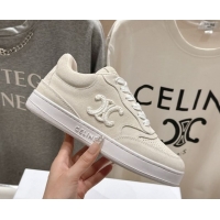 Best Grade Celine Alan Sneakers with Triomphe in Suede Light Grey 0428126