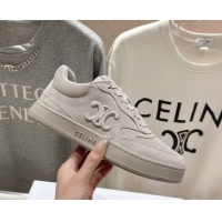 Top Grade Celine Alan Sneakers with Triomphe in Suede Dark Grey 0428127