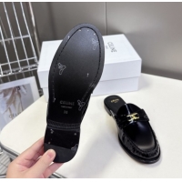 Good Looking Celine Luco Flat Loafers Mules in Patent Leather Black 0428129