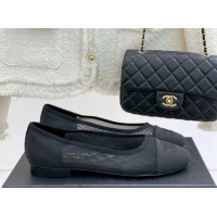 Good Quality Chanel Mesh & Grosgrain Ballerina Black 050907