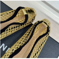 Unique Style Chanel Mesh & Lambskin Ballet Flats Gold 050910
