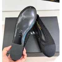 Grade Quality Chanel Mesh & Lambskin Ballet Flats Black 050911