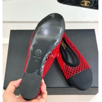 Best Product Chanel Mesh & Lambskin Ballet Flats Red 050912