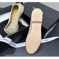 Popular Style Chanel Suede & Grosgrain Ballerina Beige 050913