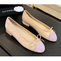 Pretty Style Chanel Suede & Grosgrain Ballerina Beige/Pink 5050914