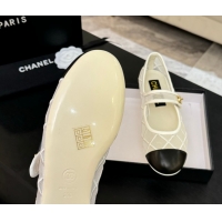 Most Popular Chanel Mesh & Lambskin Mary Janes Ballet Flats White 051540