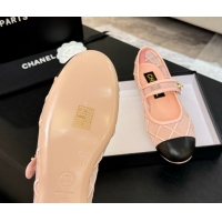 Durable Chanel Mesh & Lambskin Mary Janes Ballet Flats Pink 051541