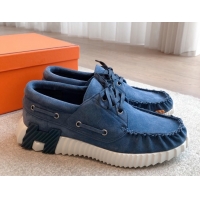 Unique Style Hermes Ketch Sneakers in Suede Blue 0419059