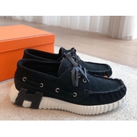 Low Cost Hermes Ketch Sneakers in Suede Black 0419060