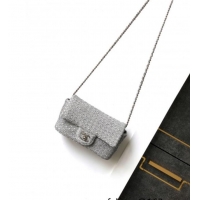 Unique Grade Chanel Braided Lurex & Silver-Tone Metal Flap Bag AS5279 Silver 2025