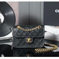 Top Grade Chanel Braided Calfskin Leather Mini Flap Bag AS4797 Black 2025
