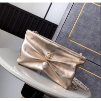 New Fashion Chanel Metallized Calfskin Clutch with Chain and Pearl AP4613 Gold 2025