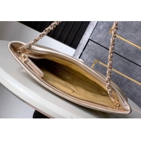 New Fashion Chanel Metallized Calfskin Clutch with Chain and Pearl AP4613 Gold 2025