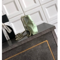 Luxury Cheap Chanel Shiny Lambskin Clutch with Chain and Pearl AP4613 Light Green 2025