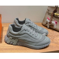 Low Cost Hermes Bouncing Sneakers in Calfskin Leather with Braided Detail Dark Grey 0419103
