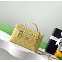Grade Quality Chanel Grained Calfskin Long Vanity Case with Chain AP4407 Yellow 2025