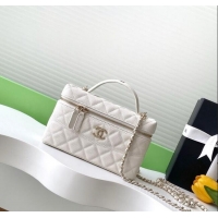 Affordable Price Chanel Grained Calfskin Long Vanity Case with Chain AP4407 White 2025