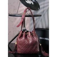 Top Grade Chanel Calfskin Buucket Bag with Tassel CH052602 Dark Burgundy 2025