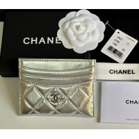 Best Price Chanel Lambskin Card Holder Wallet AP4472 Silver 2025
