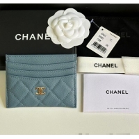 Top Quality Chanel Grained Calfskin Card Holder Wallet AP4472 Green 2025