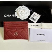 Well Crafted Chanel Grained Calfskin Card Holder Wallet AP4472 Red 2025