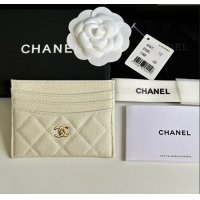 Best Quality Chanel Grained Calfskin Card Holder Wallet AP4472 White 2025