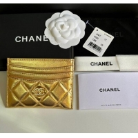 Well Crafted Chanel Lambskin Card Holder Wallet AP4472 Gold 2025