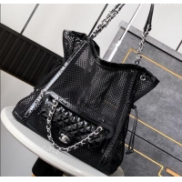 Top Grade Chanel Large Mesh & Patent Calfskin Shopping Bag CH052603 Black 2025