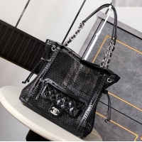 Good Product Chanel Small Mesh & Patent Calfskin Shopping Bag CH052603 Black 2025