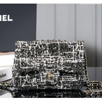 Famous Brand Chanel Tweed & Sequins Mini Flap Bag CH052604 Black 2025