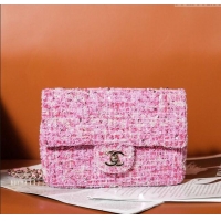 Luxury Cheap Chanel Tweed & Sequins Mini Flap Bag CH052604 Pink 2025