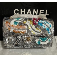 Top Quality Chanel Classic 11.12 Sequins Flap Bag A01112 Silver & Multicolor 2025