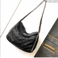 Buy Inexpensive Chanel Crinkled Supple Calfskin Hobo Bag CH052672 Black 2025