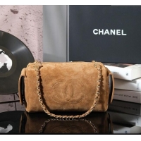 Shop Grade Chanel Suede Boston Bag CH052673 Brown 2025
