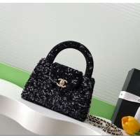 Low Cost Design Chanel Sequins Mini Shopping Bag AS4416 Black 2025