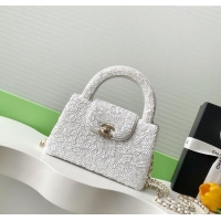 Top Grade Chanel Sequins Mini Shopping Bag AS4416 White 2025