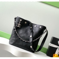 Famous Brand Chanel Large Bucket Bag in Shiny Lambskin AS5406 Black/Silver 2025