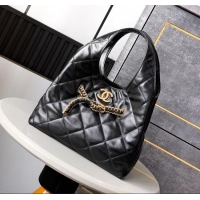 Free Shipping Chanel Quilted Lambskin Hobo Bag with Chain Buckle AS5411 Black 2025