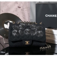Top Grade Chanel Vintage Embroidered Linen Flap Bag CH052679 Black 2025