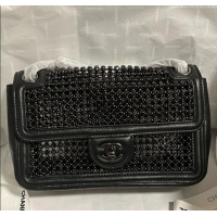 Top Grade Chanel Strass & Lambskin Medium Flap Bag CH052685 All Black 2025