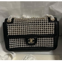 Well Crafted Chanel Strass & Lambskin Medium Flap Bag Black Leather CH052685 2025