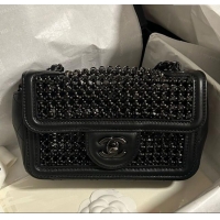 Big Discount Chanel Strass & Lambskin Mini Flap Bag CH052685 All Black 2025