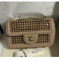Grade Quality Chanel Strass & Lambskin Mini Flap Bag CH052685 Beige 2025