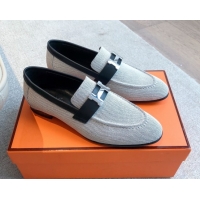 Purchase Hermes Paris Loafers in Calfskin and Canvas Black 0419115