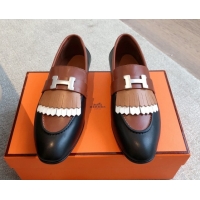 Low Price Hermes Royal Loafers in Calfskin Leather with Fringe Black/Brown 0419122
