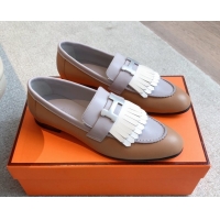 Low Cost Hermes Royal Loafers in Calfskin Leather with Fringe Brown/Purple 0419124