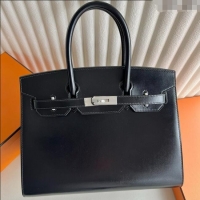 Top Quality Hermes Birkin Sellier 25cm Bag in Original Box Leather CK89 Black/Silver 2025 (Full Handmade)