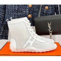 Most Popular Hermes Kiatsu High-top Sneakers in Crochet Knit Mesh and Calfskin White 0421016