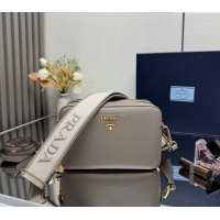Good Quality Prada Small leather shoulder bag 1BH082 Clay Grey 2025
