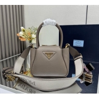 Best Design Prada Leather mini handbag 1BA362 Clay Grey 2025